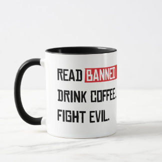 Taza Leer libros prohibidos beber café combatir al mal