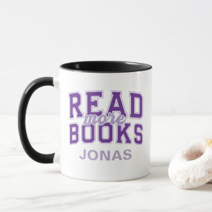 Taza Leer Más Libros Camiseta Universitaria Morada Lect