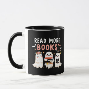 Taza Leer más libros Spooky Halloween Ghost Book Lovers