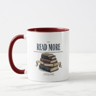 Taza Leer Más Pensar Profundo Camiseta Manga Larga Aman