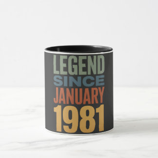 Taza Legend Since January 1981 Retro Birthday Classic
