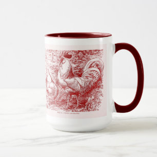 Taza Leghorn blanca en rojo