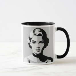 Taza L'élégance contrastée d’un visage mystérieux.