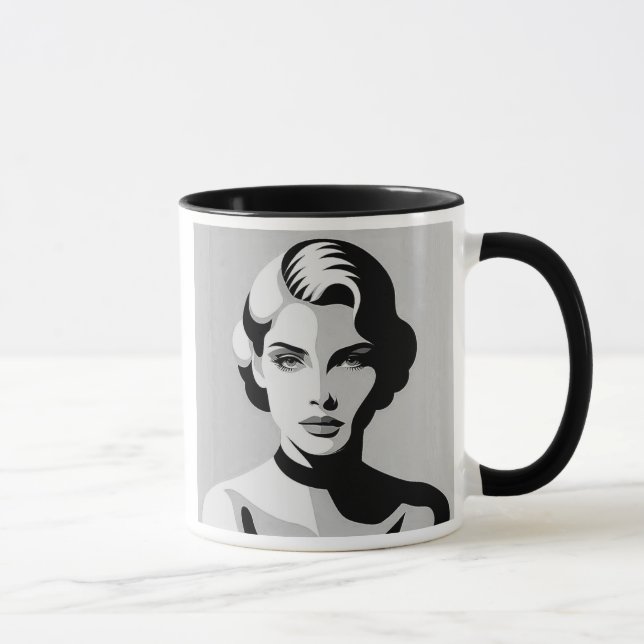 Taza L'élégance contrastée d’un visage mystérieux. (Derecha)