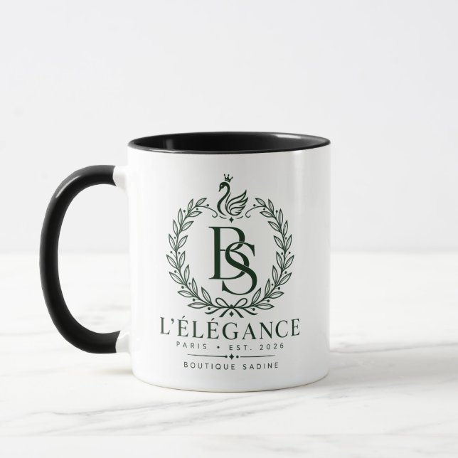 Taza L'Élégance Verde Heritage Laurel Monograma Dos Ton (Izquierda)