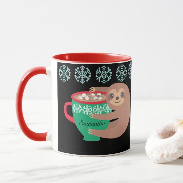 Taza Lema de vacaciones rojo negro personalizado (Con donut)
