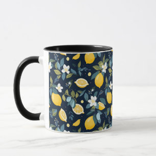 Taza Lemon Amarillo En Fondo Azul