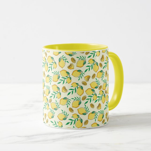 Taza Lemones y hojas verdes patrón sin mar (Anverso derecho)