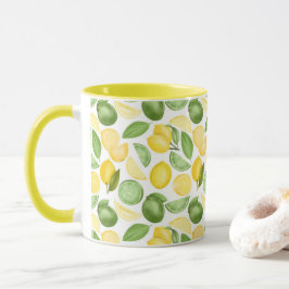 Taza Lemons Limes Leaves Patrón Café Verde Mug