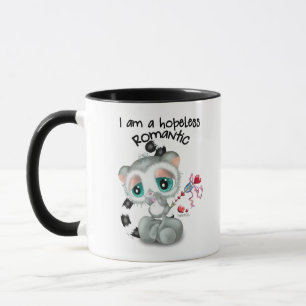 Taza Lémur adorable romántico sin esperanza - dibujado 