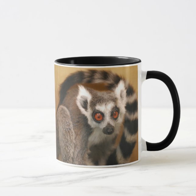 Taza Lemur con cola de anillo de 2 paneles Mug de 2 ton (Derecha)