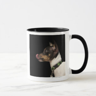 Taza Lengua fuera de la rata Terrier blanco y negro