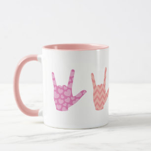 Taza Lenguaje de Rótulo ASL I Love You Colores Patrones