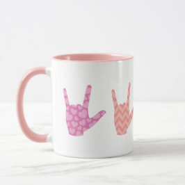 Taza Lenguaje de Rótulo ASL Te Amo Colores Patrones Mug