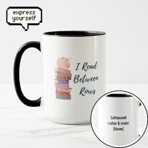 Taza Leo entre hileras Amante del libro de ganchillo y