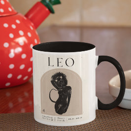 Taza Leo Feminine Zodiac Design Brown Black 15 OZ