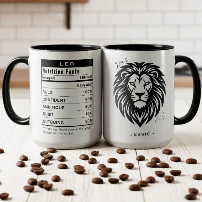 Taza Leo Zodiac Sign Astrology Nutrition Facts (Leo Zodiac Sign Astrology Nutrition Facts Mug
)