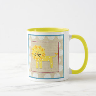 Taza León amarillo con puntos de polka blanco