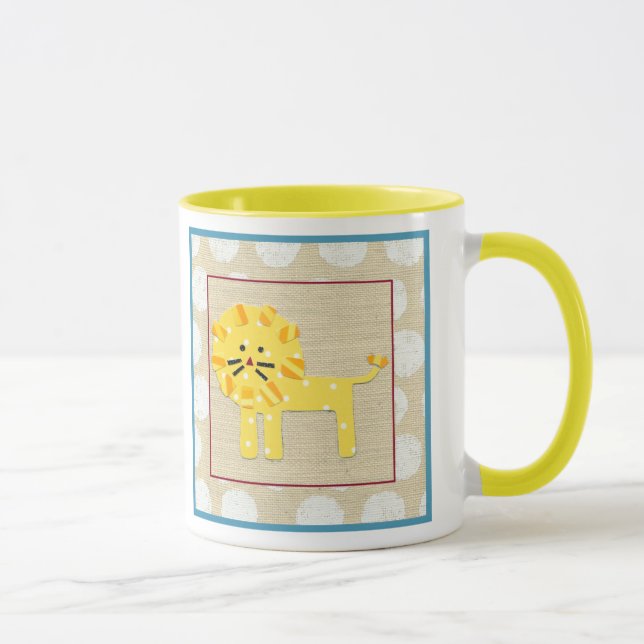 Taza León amarillo con puntos de polka blanco (Derecha)