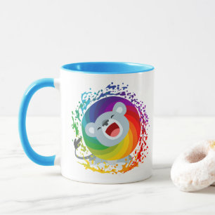 Taza León blanco arco iris Personalizado