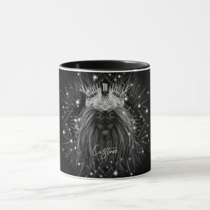 Taza León con luz estelar y monograma de la corona