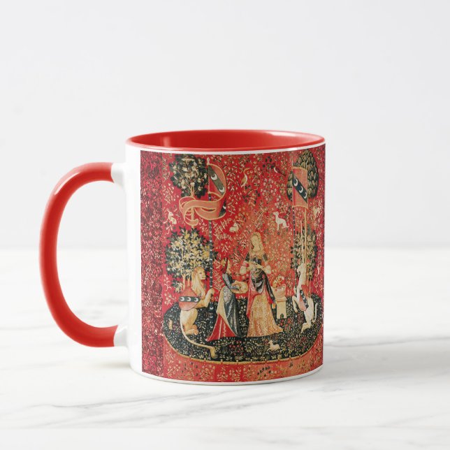 Taza León de DAMA Y UNICORN, Flores de Fantasía, Animal (Izquierda)