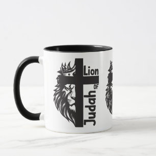 Taza León de Judá negrita Medio León Media Cruz Cristia