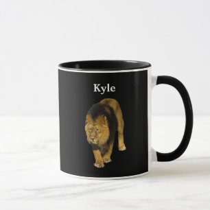 Taza León personalizado en negro