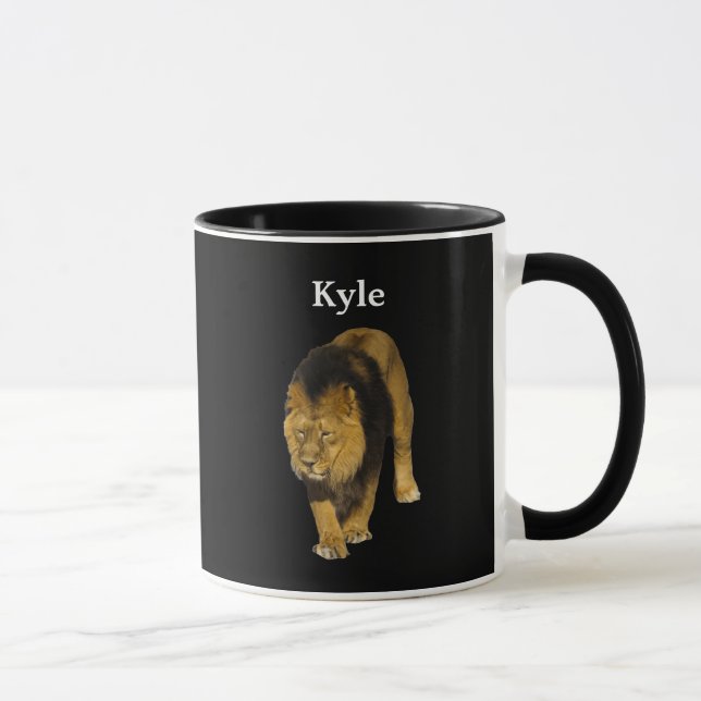 Taza León personalizado en negro (Derecha)