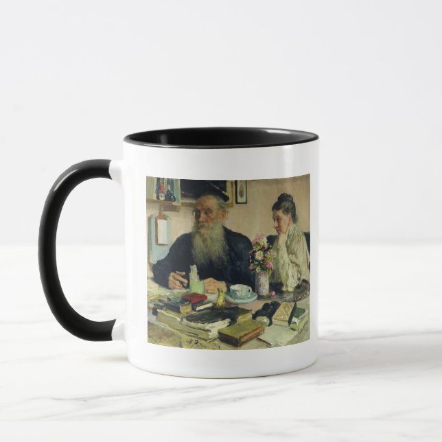 Taza León Tolstói con su esposa en Yasnaya Polyana (Izquierda)