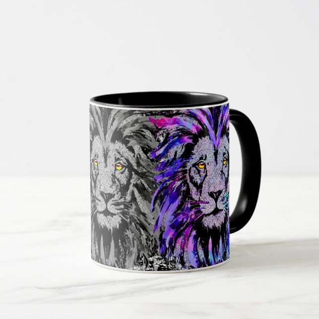 Taza León Zodiaco - Dibujo de Retrato de León - León (Anverso derecho)