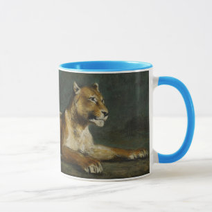 Taza Leona que descansa, c.1855 (aceite en el panel)