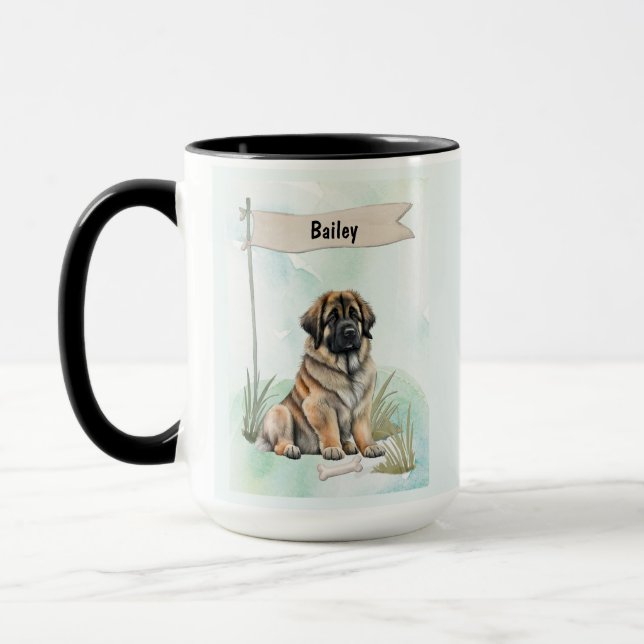 Taza Leonberger Watercolor Personalized Dog (Izquierda)