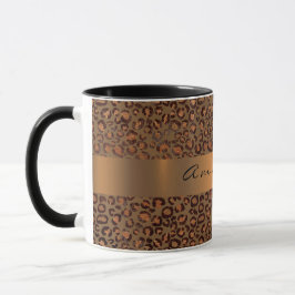 Taza Leopardo Animal Negro Honey Gold Stripe Nombre Cof