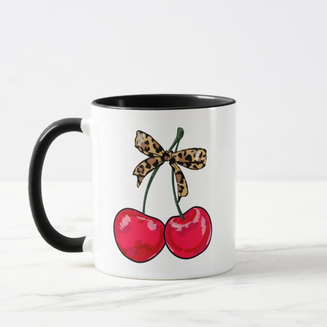 Taza Leopardo Coquette Bow Cherry Girly Lolita Mug (Izquierda)