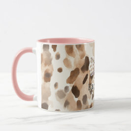 Taza Leopardo de Corazón con Lazo Rosa