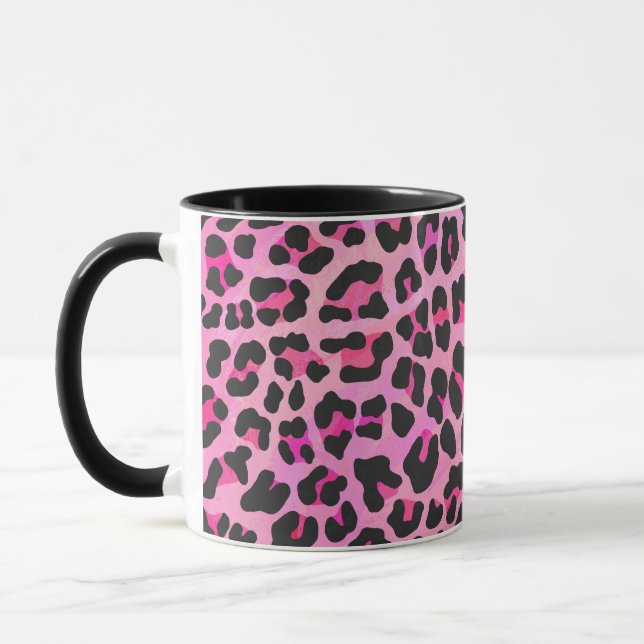 Taza Leopardo de impresión negro y rosa caliente (Izquierda)