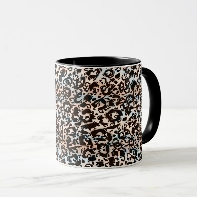 Taza leopardo, de moda, manchado, marrón, beige, piel, (Anverso derecho)