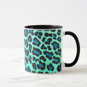 Taza Leopardo negro e impresión Verde azulada