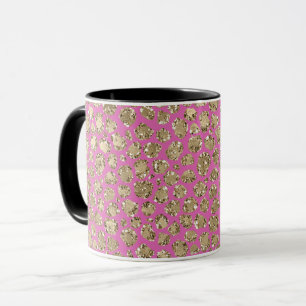 Taza Leopardo Purpurina de oro rosa