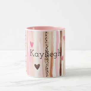 Taza Leopardo rosa Brown Leopard Print Hearts Stripes N