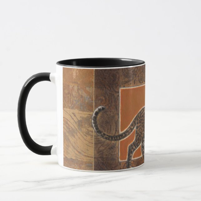 Taza Leopardo sobre el fondo Naranja y marrón (Izquierda)