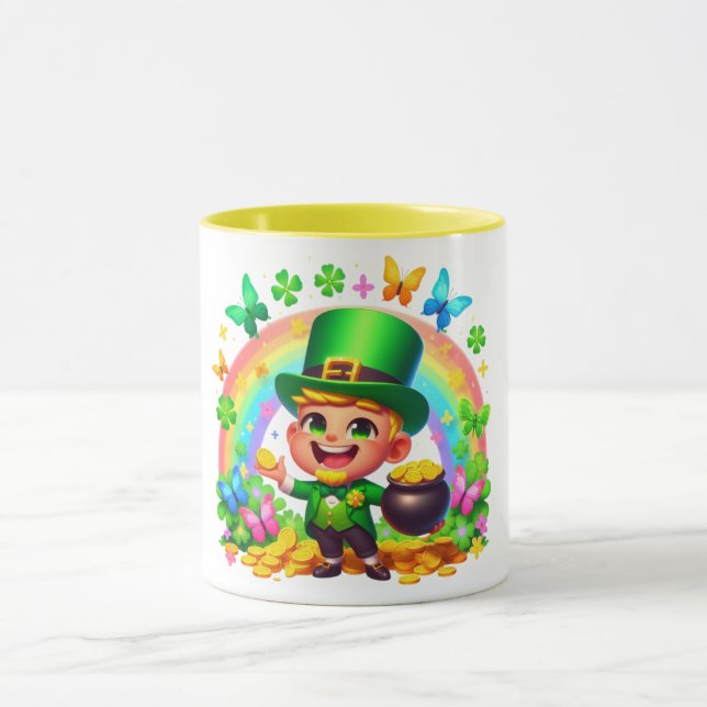 Taza Leprechaun arcoiris con oro (Centro)
