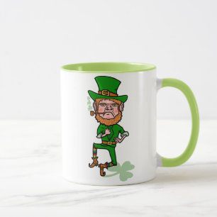 Taza Leprechaun irlandés afortunado enojado divertido