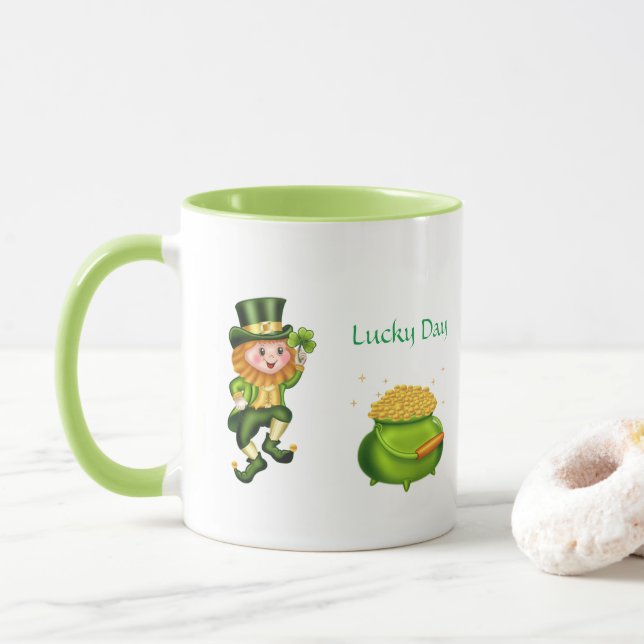 Taza Leprechaun y Oro del Día de San Patricio (Con donut)