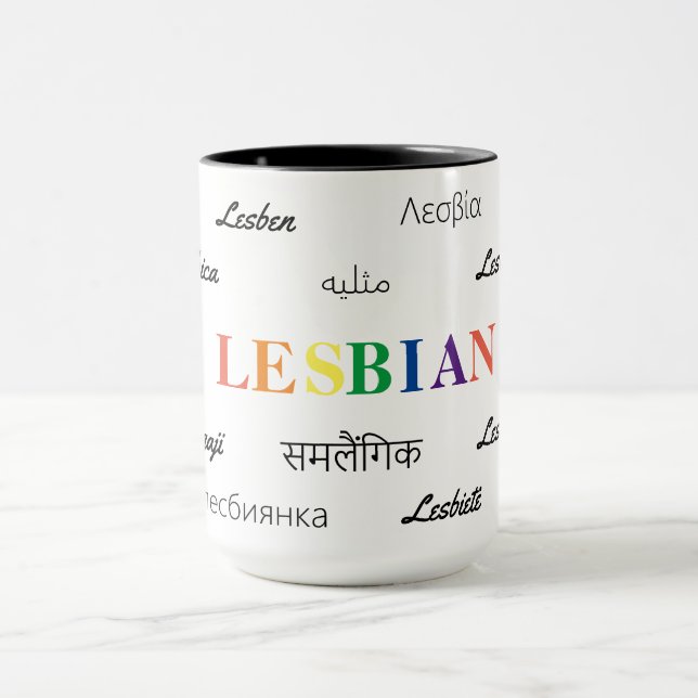Taza Lesbianas - Muchos idiomas; todos amor (Centro)