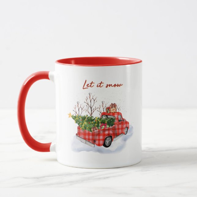 Taza Let It Snow Red Truck Christmas Holiday (Izquierda)