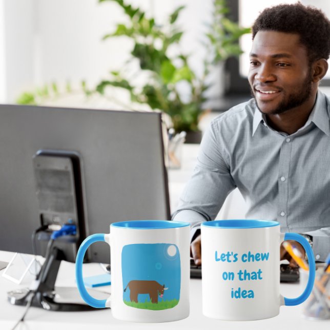 Taza Let’s Chew on That Idea Funny Bull (Subido por el creador)