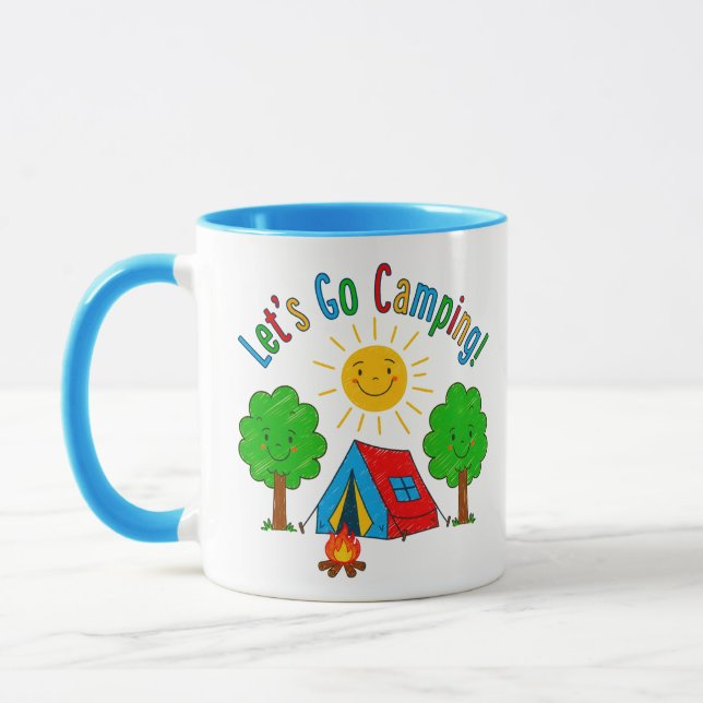 Taza Let’s Go Camping Kids Drawing Design (Izquierda)