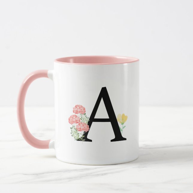 Taza Letra a acuarela Florales Monograma (Izquierda)